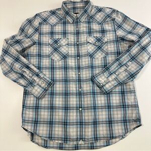 American Eagle Vintage Fit Multicolor Plaid Long Sleeve Pearl Snap Mens Shirt XL